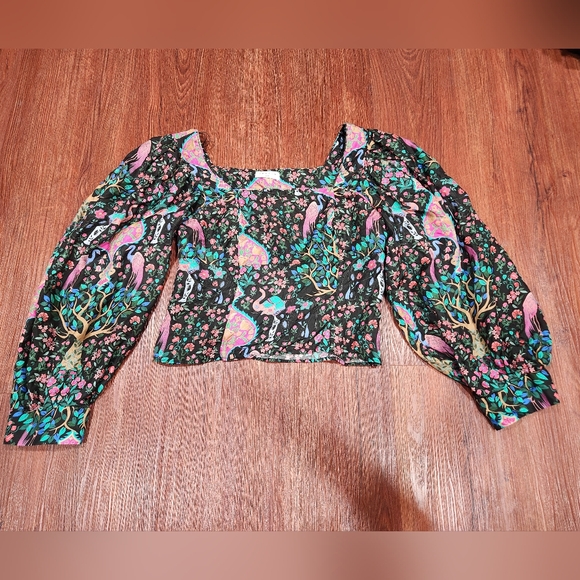 Sandro Ivea Silk Floral Elephant Bird Print Top Blouse - Picture 3 of 10